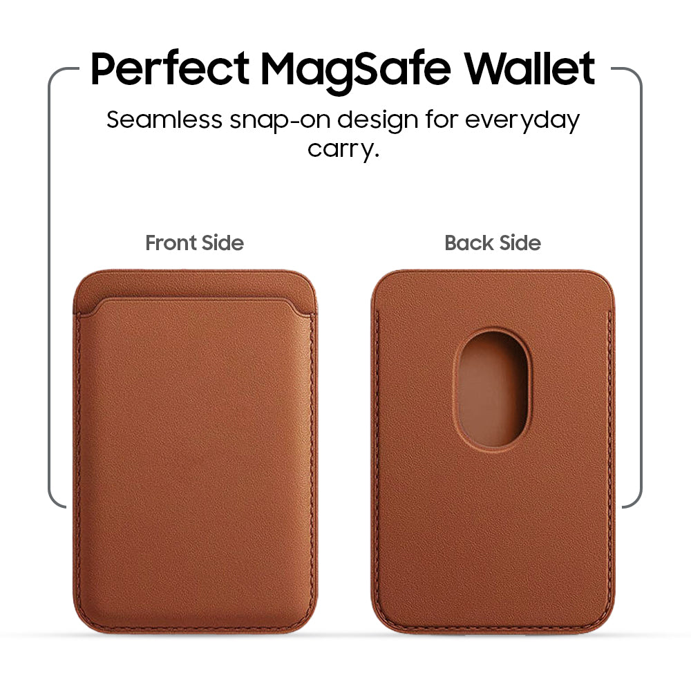 MagSafe Leather Wallet – Premium Magnetic Card Holder (Brown)