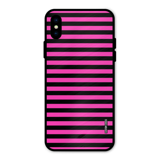 Black Pink Stripes iPhone XS Mobile Back Cover - Aesthetic PrintShield Case