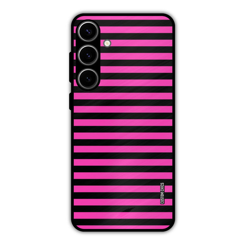 Black Pink Stripes Samsung Galaxy S24 Plus Mobile Back Cover - Aesthetic PrintShield Case