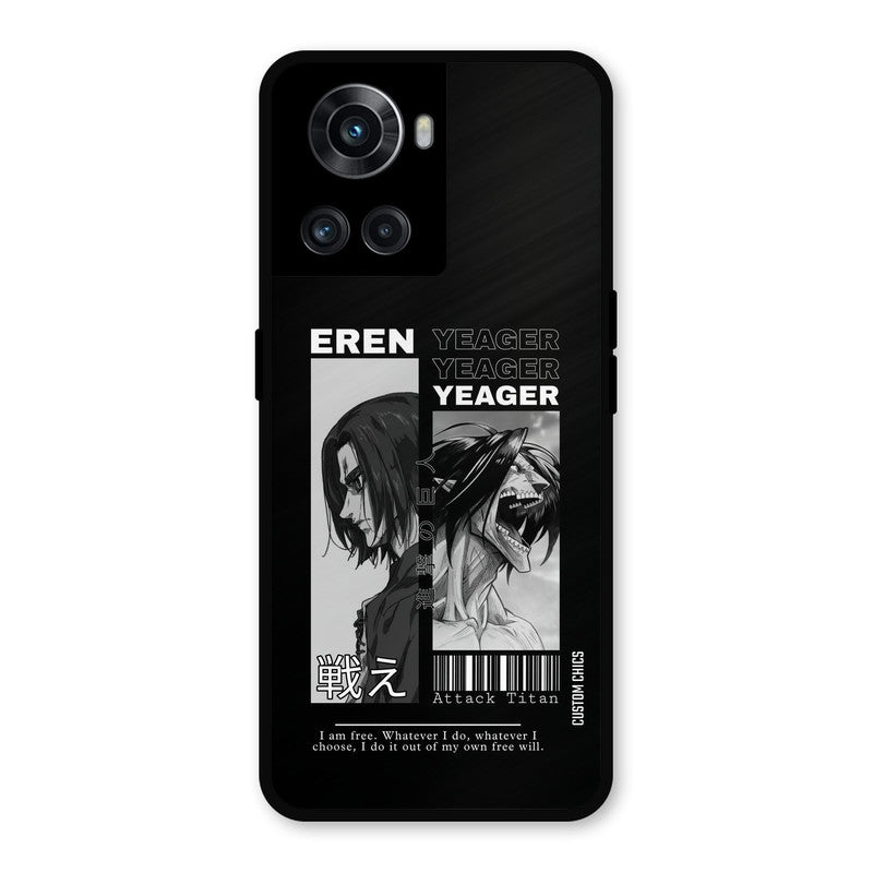 Eren Yeager Black OnePlus 10R Mobile Back Cover - Anime PrintShield Case
