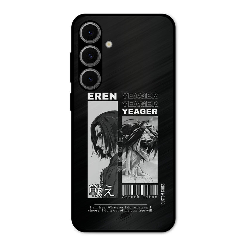 Eren Yeager Black Samsung Galaxy S24 Mobile Back Cover - Anime PrintShield Case