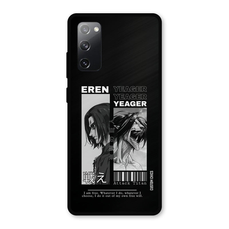 Eren Yeager Black Samsung Galaxy S20 FE Mobile Back Cover - Anime PrintShield Case