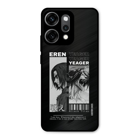 Eren Yeager Black Oppo Reno 14 Pro Mobile Back Cover - Anime PrintShield Case