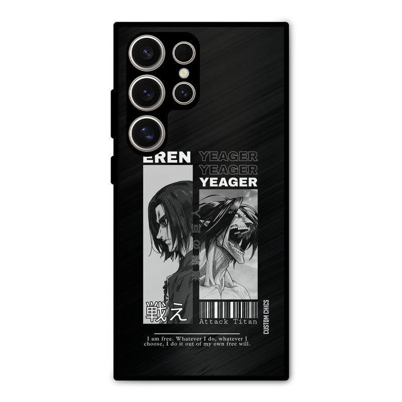 Eren Yeager Black Samsung Galaxy S24 Ultra Mobile Back Cover - Anime PrintShield Case