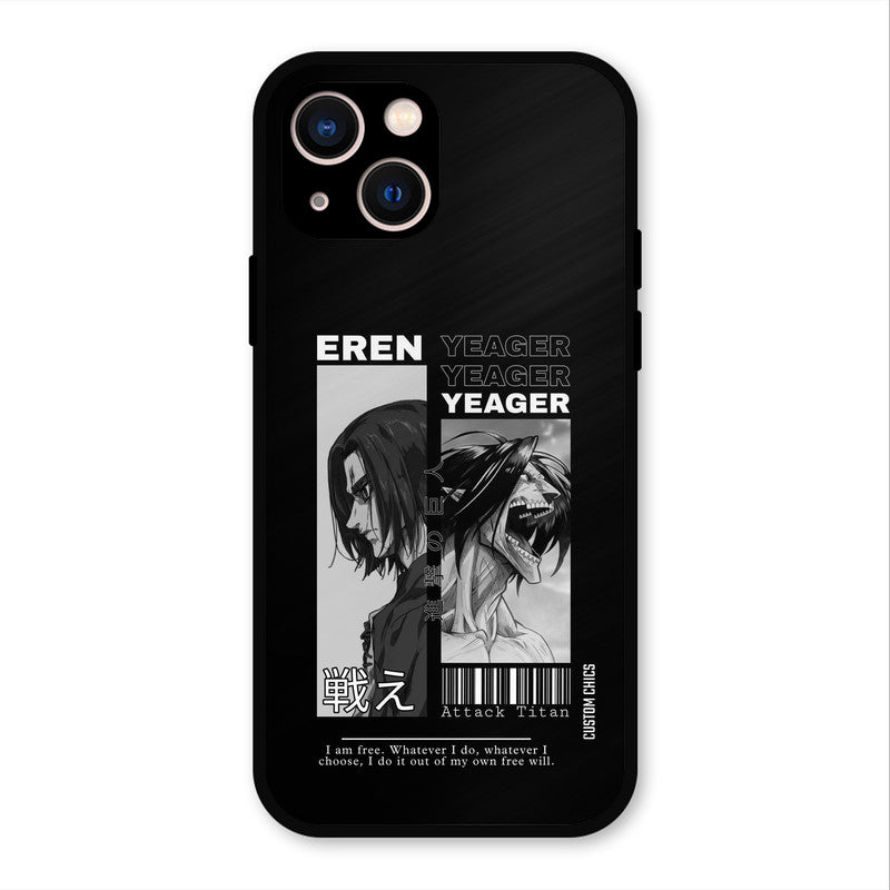 Eren Yeager Black iPhone 13 Mobile Back Cover - Anime PrintShield Case