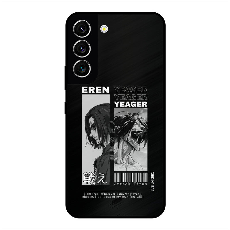Eren Yeager Black Samsung Galaxy S22 Mobile Back Cover - Anime PrintShield Case