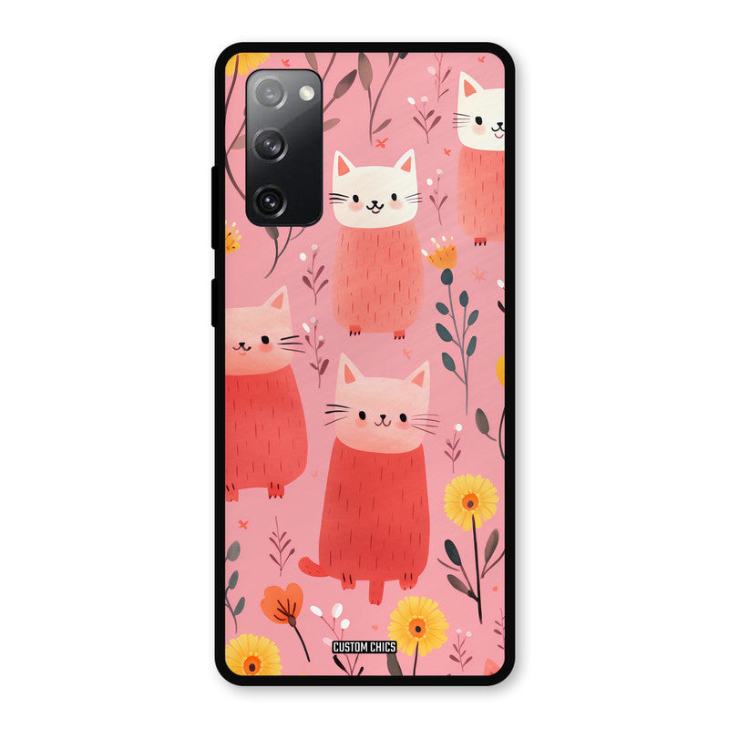 Floral Cat Samsung Galaxy S20 FE 5G Mobile Back Cover - Aesthetic PrintShield Case
