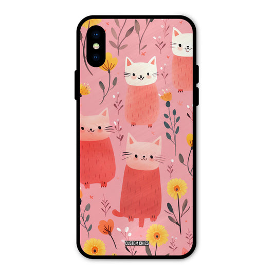 Floral Cat iPhone XS Mobile Back Cover - Aesthetic PrintShield Case