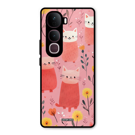 Floral Cat Vivo Y400 Pro Mobile Back Cover - Aesthetic PrintShield Case