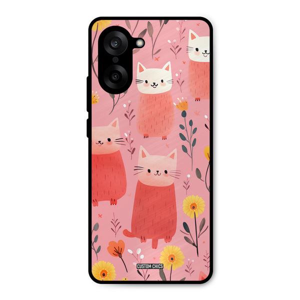 Floral Cat Oneplus Nord CE5 Mobile Back Cover - Aesthetic PrintShield Case