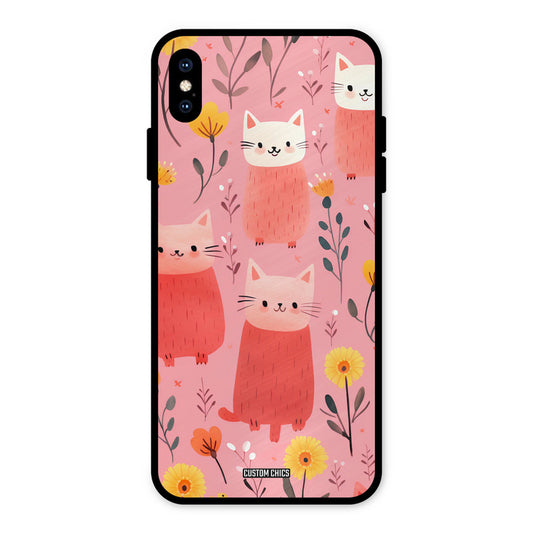 Floral Cat iPhone XS Max Mobile Back Cover - Aesthetic PrintShield Case