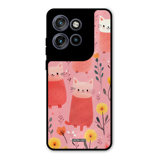 Floral Cat Motorola Edge 50 Neo Mobile Back Cover - Aesthetic PrintShield Case