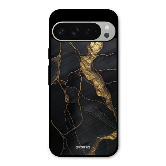 Golden Black Stone Google Pixel 9 Pro XL Mobile Back Cover - Aesthetic PrintShield Case