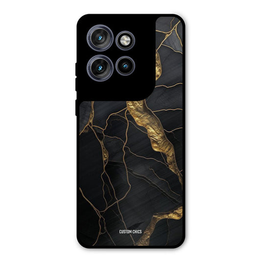 Golden Black Stone Motorola Edge 50 Neo Mobile Back Cover - Aesthetic PrintShield Case