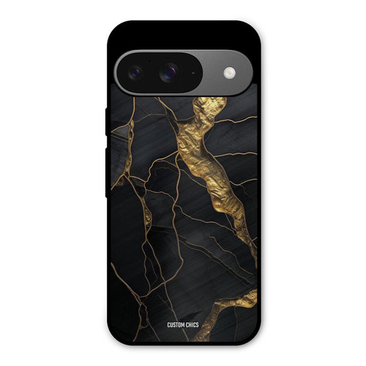 Golden Black Stone Google Pixel 9 Mobile Back Cover - Aesthetic PrintShield Case