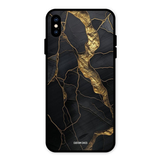 Golden Black Stone iPhone XS Max Mobile Back Cover - Aesthetic PrintShield Case