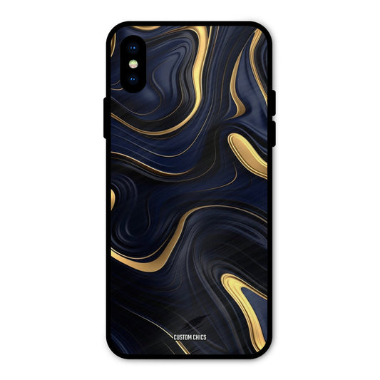 Golden Blue Paint iPhone XS Mobile Back Cover - Aesthetic PrintShield Case