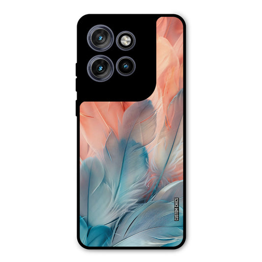 Orange Blue Feather Motorola Edge 50 Neo Mobile Back Cover - Aesthetic PrintShield Case