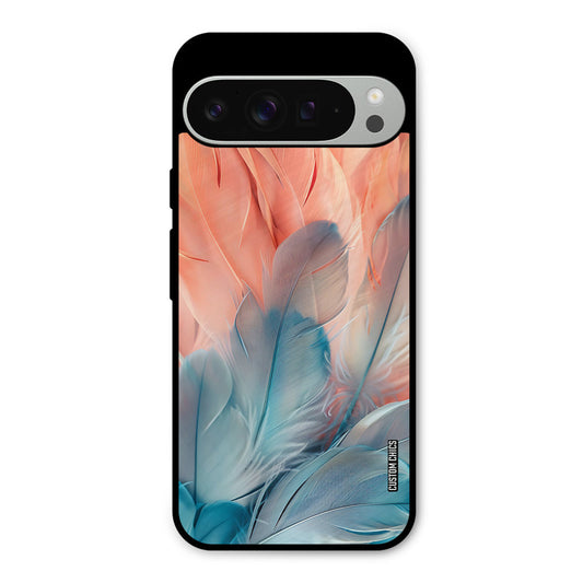 Orange Blue Feather Google Pixel 9 Pro XL Mobile Back Cover - Aesthetic PrintShield Case