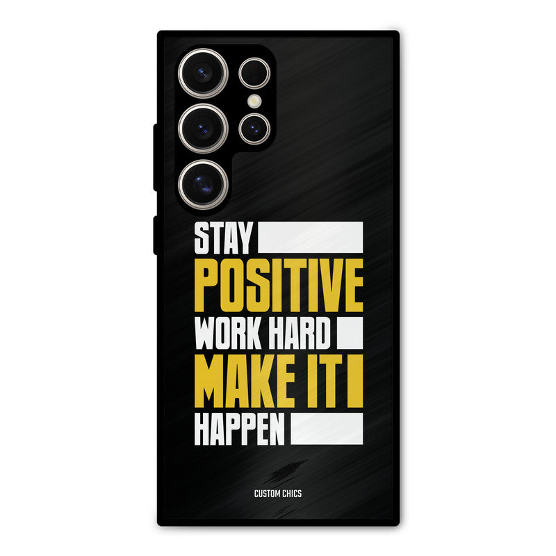 Stay Happy Samsung Galaxy S24 Ultra Mobile Back Cover - Typography PrintShield Case