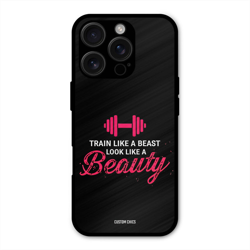 Train Like Beast iPhone 16 Pro Mobile Back Cover - Typography PrintShield Case