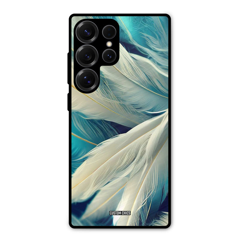 White Feather Samsung Galaxy S25 Ultra Mobile Back Cover - Aesthetic PrintShield Case