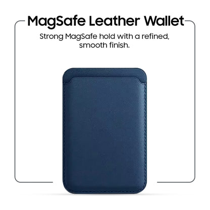 MagSafe Leather Wallet – Premium Magnetic Card Holder (Blue)