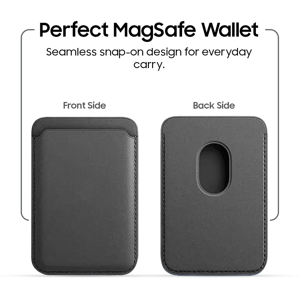 MagSafe Leather Wallet – Premium Magnetic Card Holder (Black)
