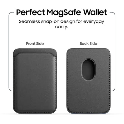MagSafe Leather Wallet – Premium Magnetic Card Holder (Black)