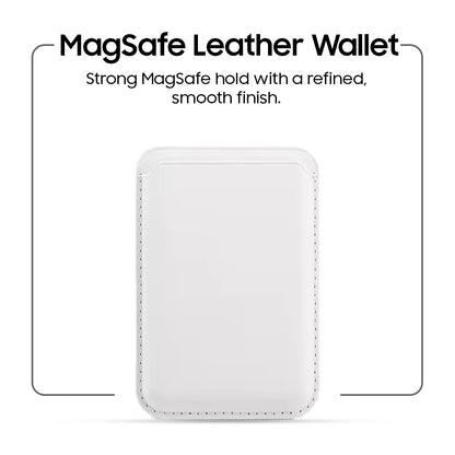 MagSafe Leather Wallet – Premium Magnetic Card Holder (White)