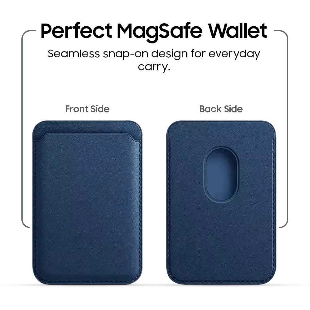 MagSafe Leather Wallet – Premium Magnetic Card Holder (Blue)