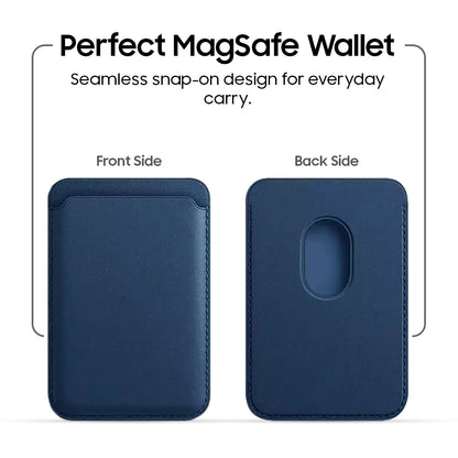 MagSafe Leather Wallet – Premium Magnetic Card Holder (Blue)