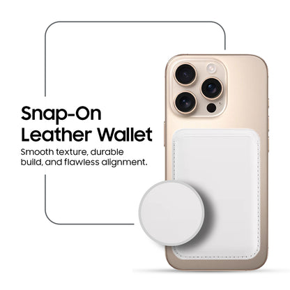 MagSafe Leather Wallet – Premium Magnetic Card Holder (White)