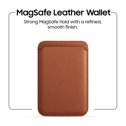 MagSafe Leather Wallet – Premium Magnetic Card Holder (Brown)
