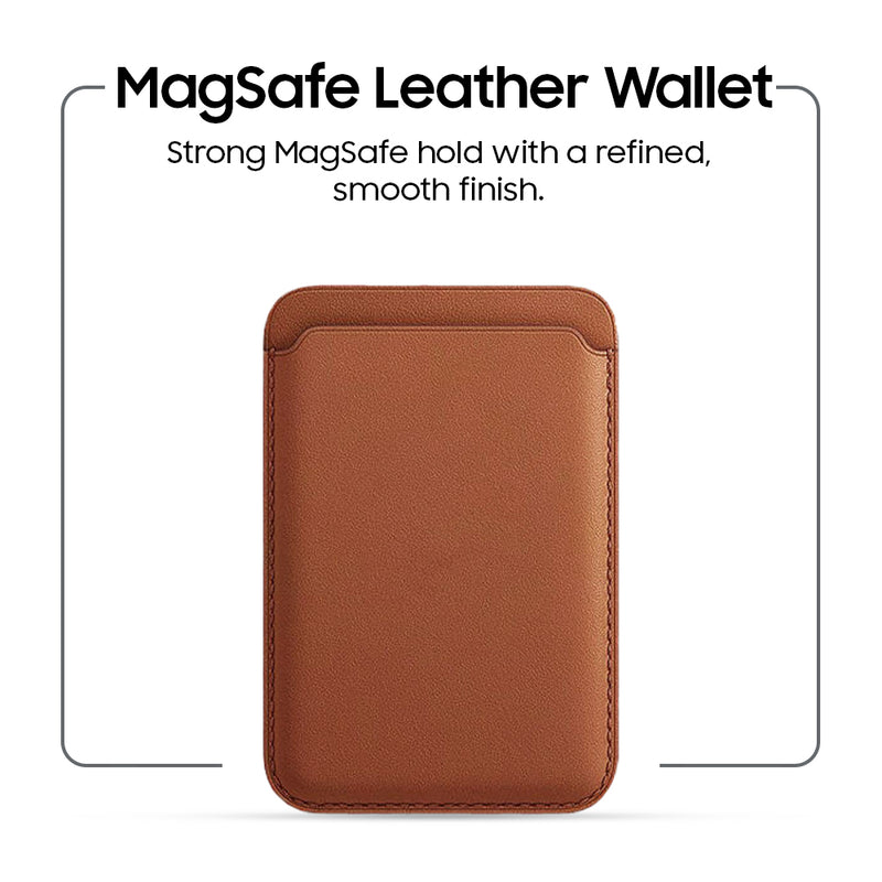 MagSafe Leather Wallet – Premium Magnetic Card Holder (Brown)