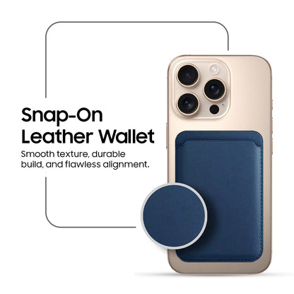 MagSafe Leather Wallet – Premium Magnetic Card Holder (Blue)