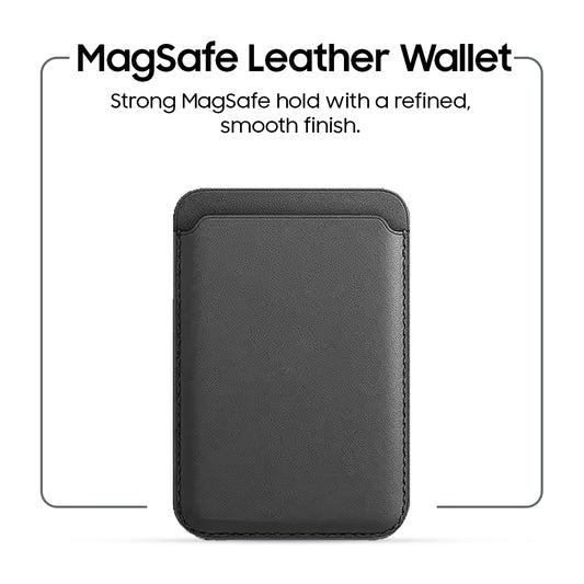 MagSafe Leather Wallet – Premium Magnetic Card Holder (Black)