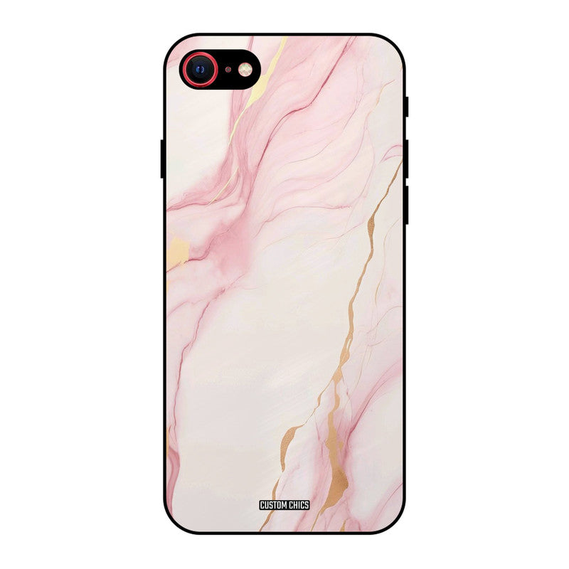 Baby Pink Marble iPhone SE 2020 Mobile Back Cover - Aesthetic PrintShield Case