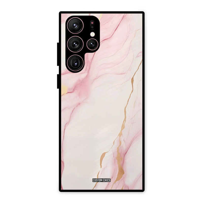 Baby Pink Marble Samsung Galaxy S22 Ultra Mobile Back Cover - Aesthetic PrintShield Case