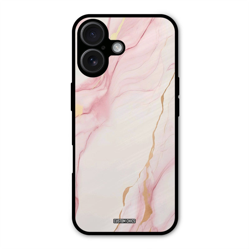 Baby Pink Marble iPhone 16 Plus Mobile Back Cover - Aesthetic PrintShield Case