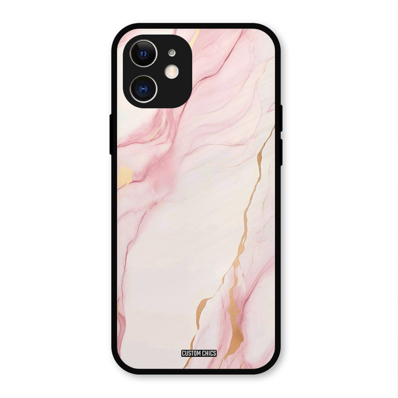 Baby Pink Marble IPhone 12 Mobile Back Cover - Aesthetic PrintShield Case