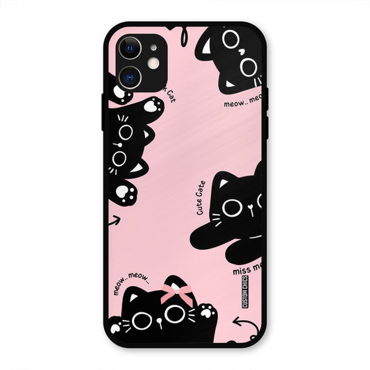 Black Cat Pattern iPhone 11 Mobile Back Cover - Cute PrintShield Case