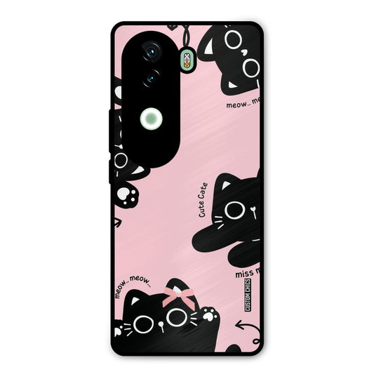 Black Cat Pattern Vivo V40e Mobile Back Cover - Cute PrintShield Case