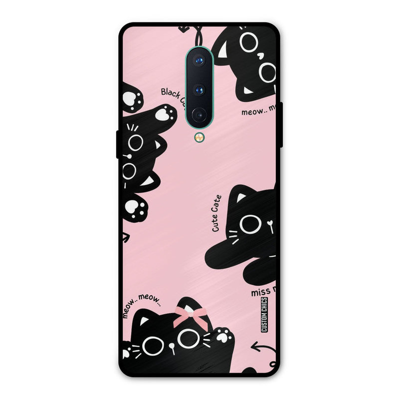 Black Cat Pattern Oneplus 8 Mobile Back Cover - Cute PrintShield Case