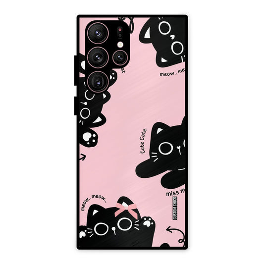 Black Cat Pattern Samsung Galaxy S22 Ultra Mobile Back Cover - Cute PrintShield Case