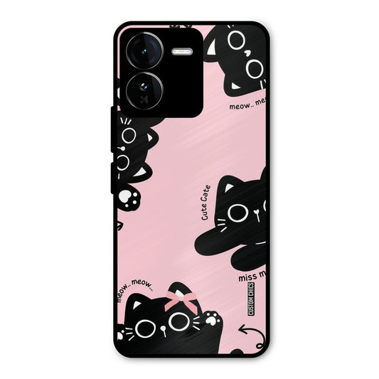Black Cat Pattern iQOO Z9 Mobile Back Cover - Cute PrintShield Case