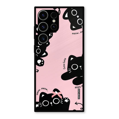 Black Cat Pattern Samsung Galaxy S23 Ultra Mobile Back Cover - Cute PrintShield Case
