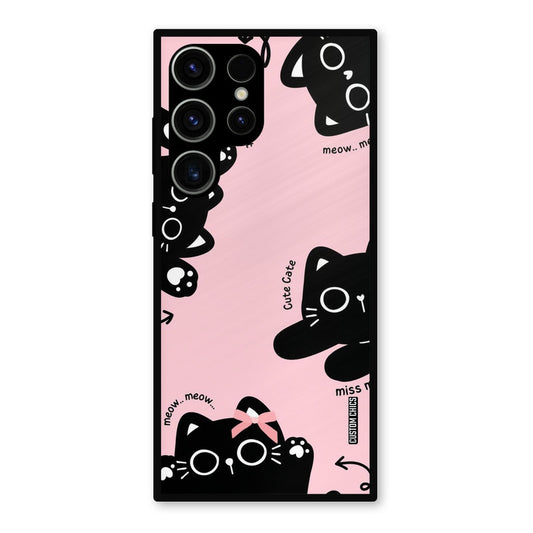 Black Cat Pattern Samsung Galaxy S23 Ultra Mobile Back Cover - Cute PrintShield Case