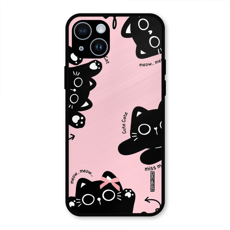 Black Cat Pattern iPhone 14 Mobile Back Cover - Cute PrintShield Case