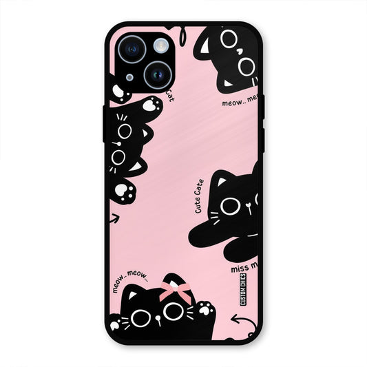 Black Cat Pattern iPhone 14 Mobile Back Cover - Cute PrintShield Case